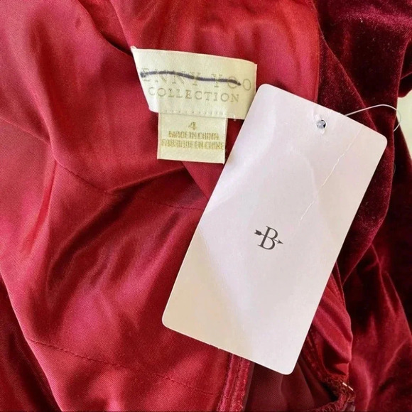NWT BHLDN Jenny Yoo Ellis Velvet Maxi Dress Short Sleeve in Red Berry 4 - Picture 12 of 15